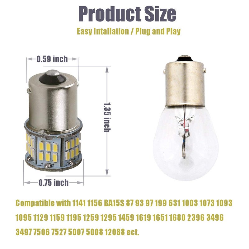 KISLED 12V RV LED Interior Lights, 20 Packs 1141 1156 1003 1073 BA15S 7506 LED Bulbs for RV Camper Trailer Boat Trunk Interior Indoor Tail Lights, White - 6000K - Image 3